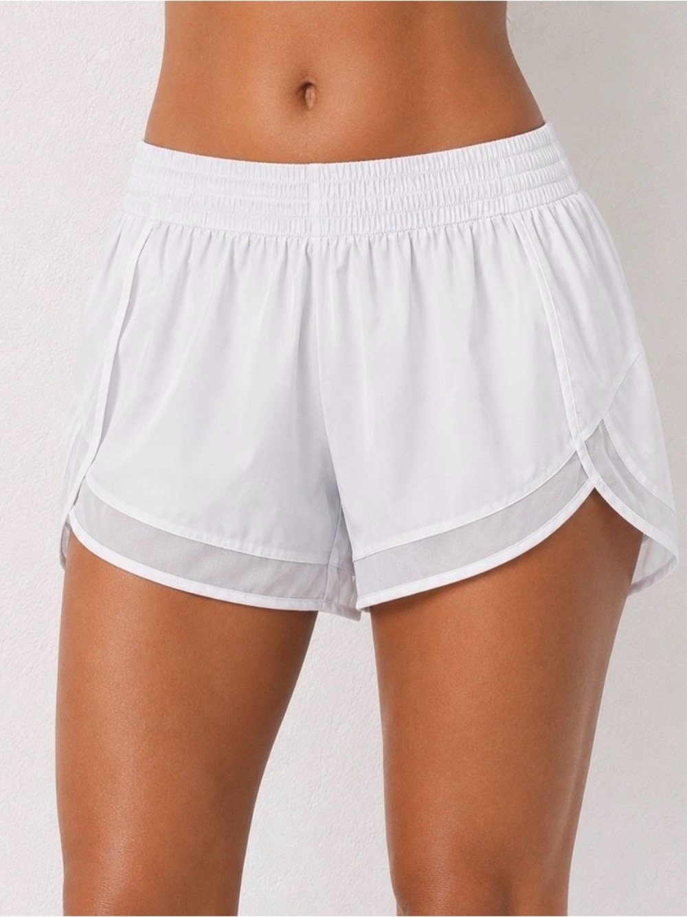 Athleta White Mesh Racer Running Shorts 4” Women’s Size Small